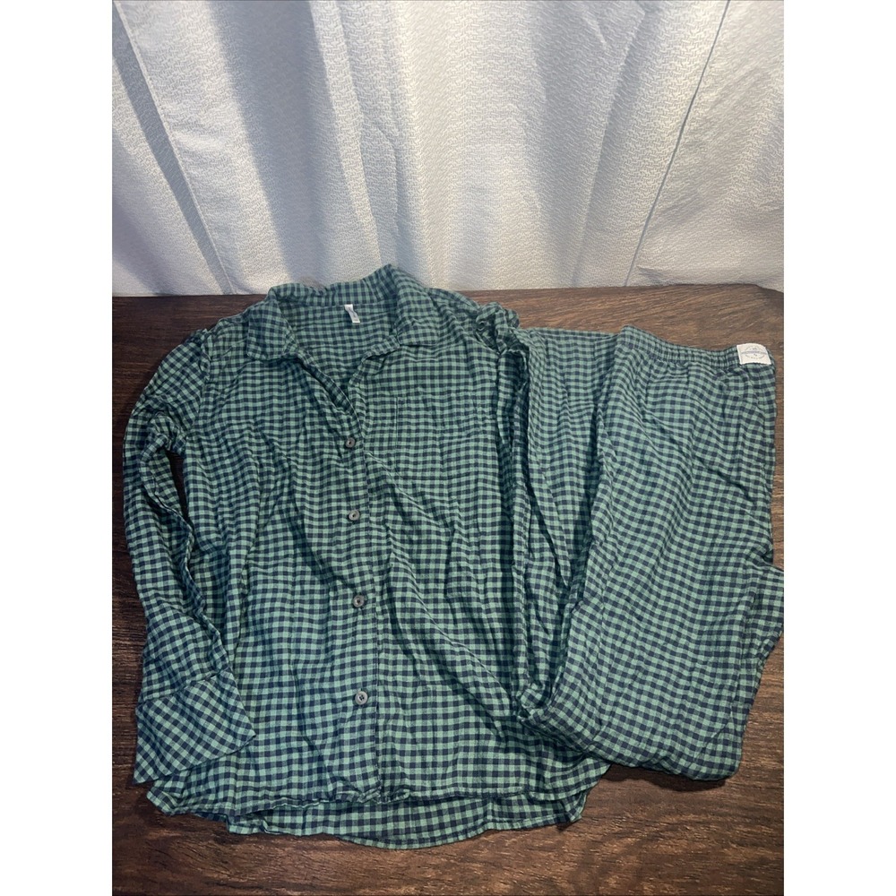 Southern Tide Womens Flannel Pajama Set Size XS Ruffle Long Sleeve Pants Plaid